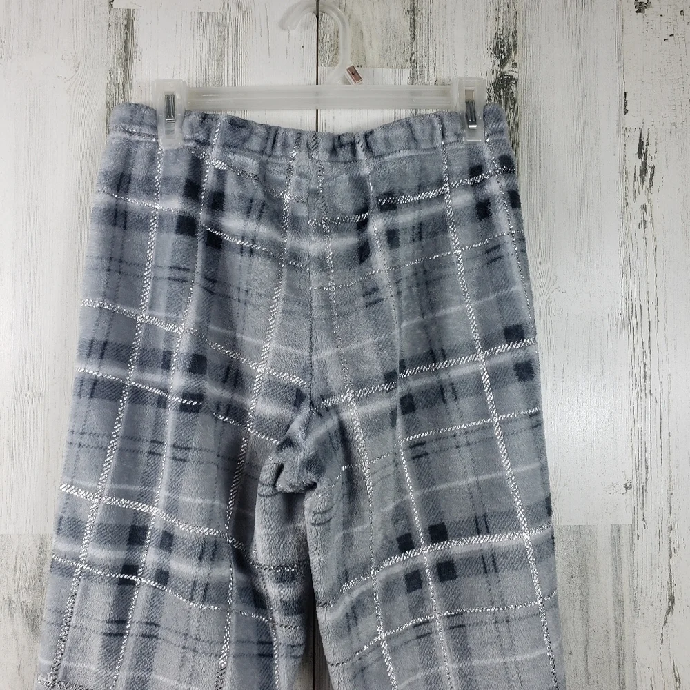 secret treasures gray silver sparkle fleece pajama pants women's size S